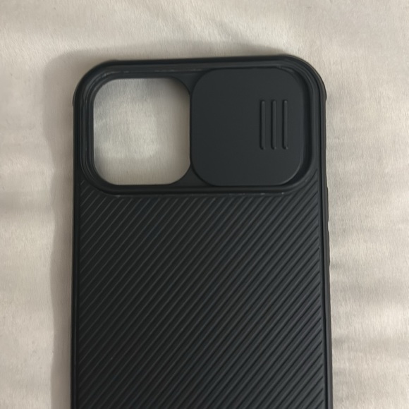 Black rubber like case with sliding camera protector for iPhone 12 Promax - Picture 4 of 5